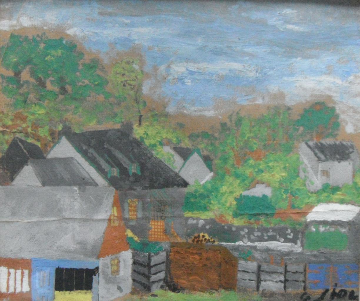 Gouache représentant une vue de la cantine