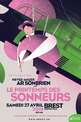 Défilé des bagadou au Printemps des sonneurs à Brest